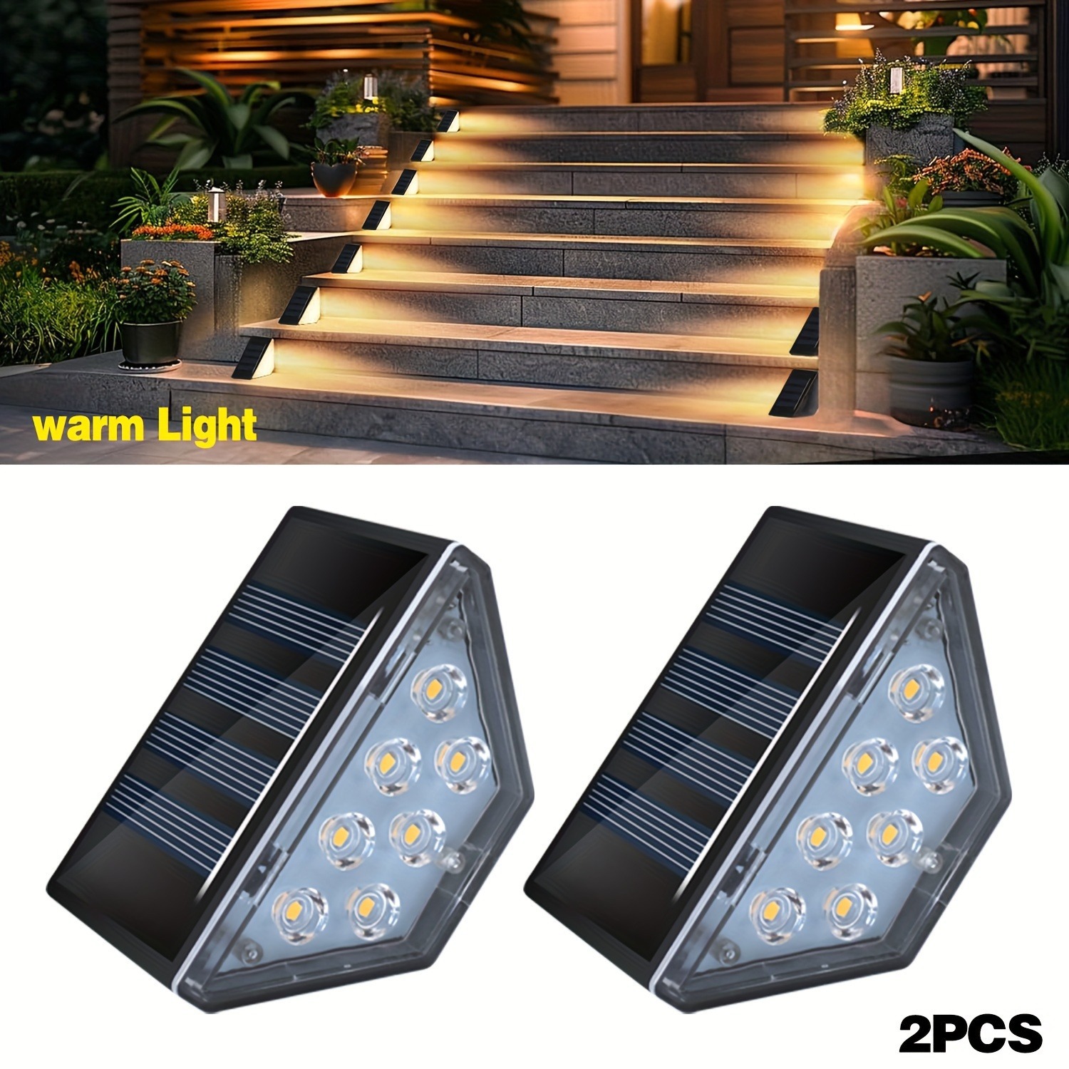국경 간 야외 방수 삼각형 계단 조명 하이라이트 정원 트레일 조명 도난 방지 태양 계단 조명