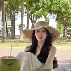 大きなつばの文字刺繍ローエッジと大きなつばの女性用夏用紫外線防止日焼け止めシーサイドビーチハット