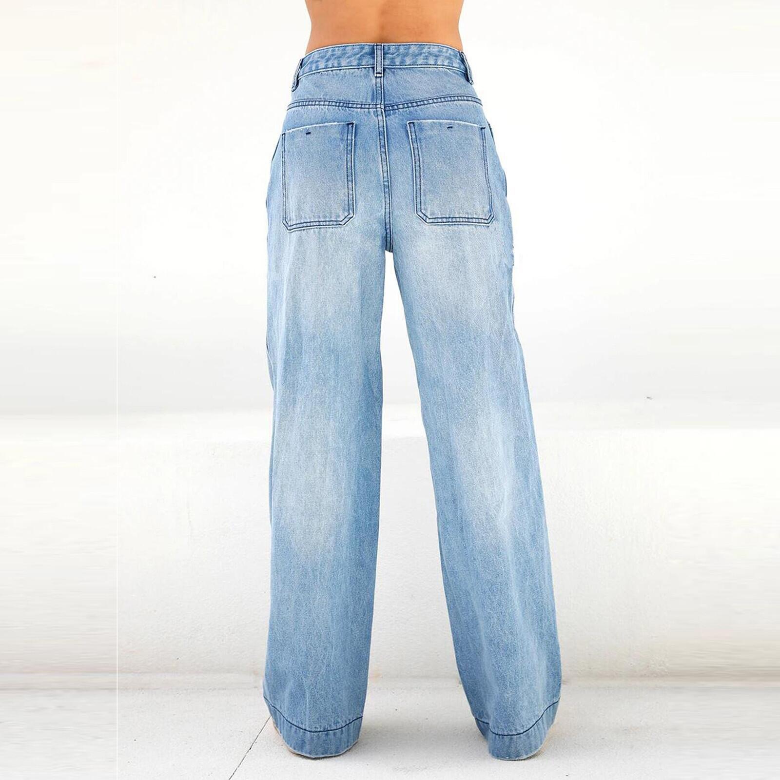 Women's High-Waisted Loose Fit Denim Pants – Stretchy Flared Jeans For Casual & Trendy Outfits (Factory Direct)_ecoleips.com