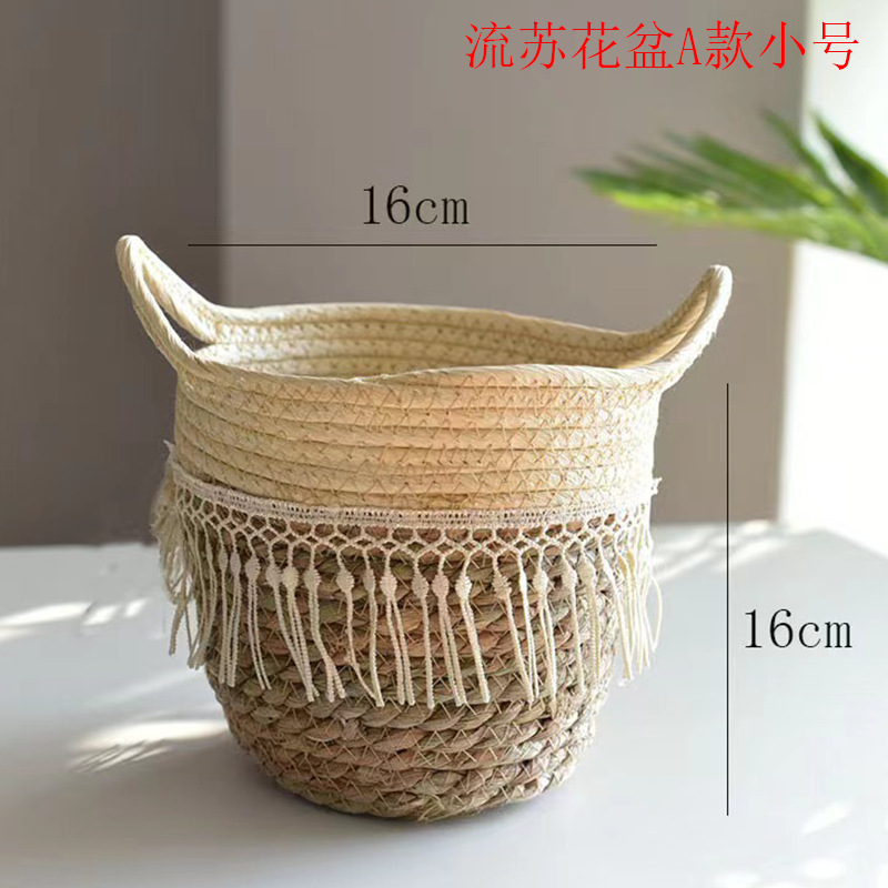 Maceta decorativa de cuerda de paja, tejida, para plantas – Producto transfronterizo para Amazon