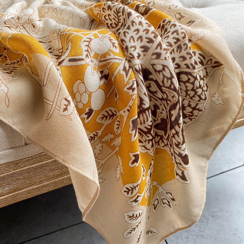 Women's Versatile Summer Sunscreen Scarf Printed Cotton Linen Shawl_voghion.com