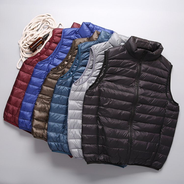 2022 New Winter Down Vest Men's Autumn and Winter Light Down Jacket Thin Vertical Collar Coat Large Size Coat