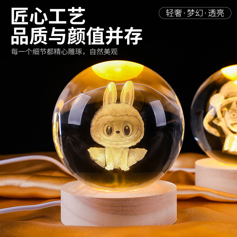 外贸热款3D卡通发光水晶球动漫周边手办纪念品生日礼物创意小礼物|undefined