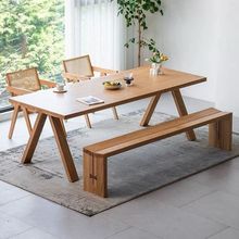 北美白蜡木实木餐桌北欧客厅民宿书桌办公桌沙发长方形小户型
