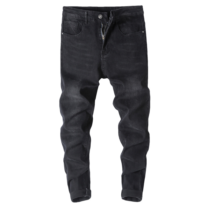 Pantalones vaqueros juveniles de los hombres SLIM-Fit Mediados de cintura marca de moda stretch lápiz pantalones de los hombres de estilo coreano de moda Pantalones gris de los hombres