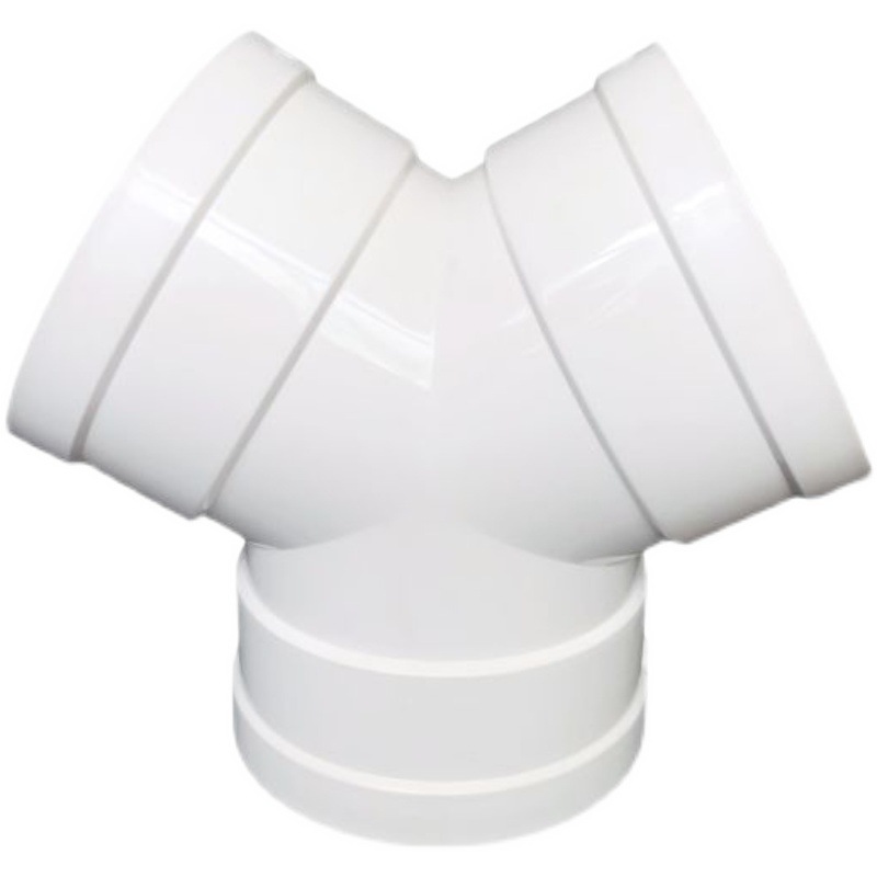PVC tipo Y tee 50-160 tubo de escape de gran tamaño junta de plástico de igual diámetro camiseta oblicua