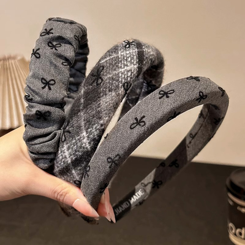 Otoño e invierno peluche gris banda de cabello de mujer alta sensación de salir alojado clip de cabello alto cráneo banda de cabello tocado