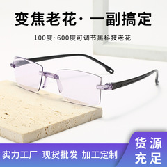 New Zoom Reading Glasses with Blue Light Protection, Multifunctional for Distance and Near Vision, Practical and Convenient, Frameless with Rounded Edges, Stylish Reading Glasses