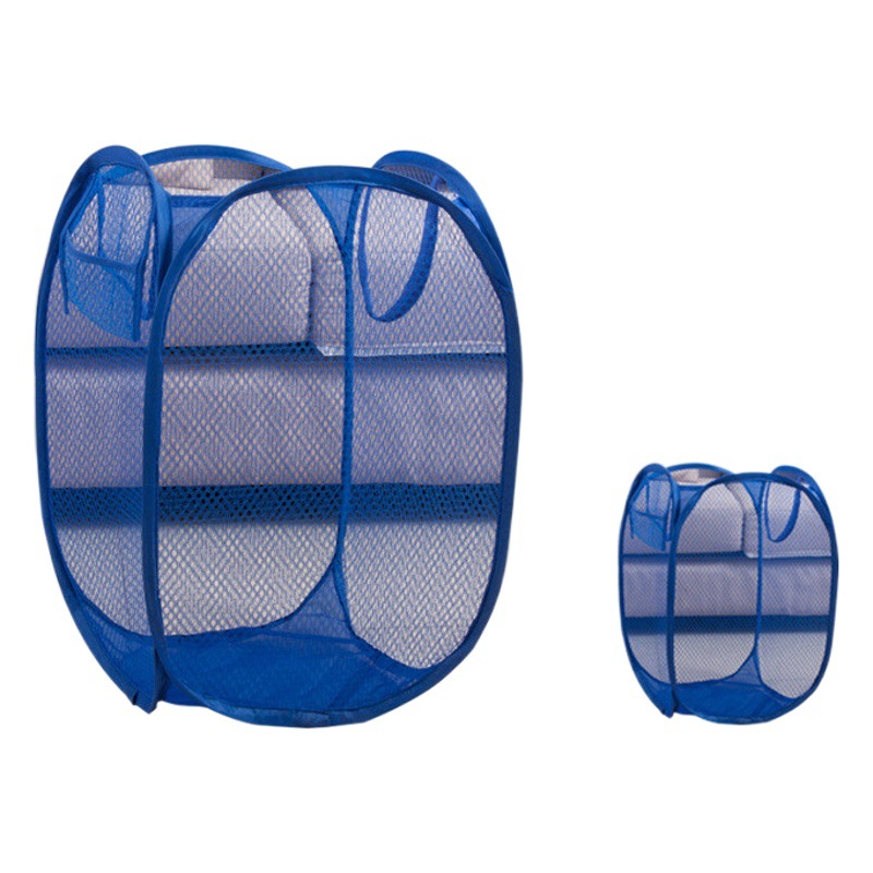2023 new factory direct mesh medium laundry basket clothes foldable dirty blue factory spot