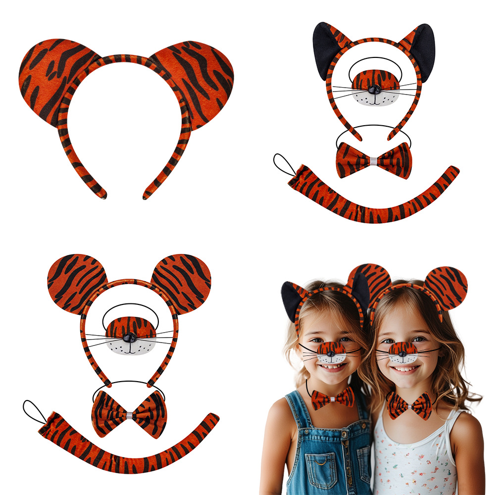 Suministro transfronterizo nuevo Wansheng animal diadema orejas de tigre lindo felpa horquilla lavado de cara foto grutas de pelo Road
