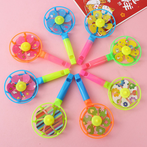 Single packaged kindergarten gifts, candy-colored whistle windmill, new windmill small toys wholesale cheering props