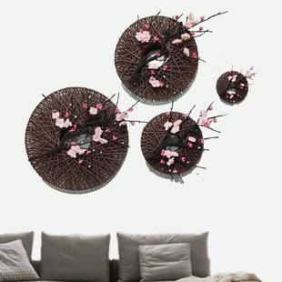 New Chinese style wall hanging Chinese style background wall decorations wrought iron floral soft decoration wall hanging simulation flower wholesale