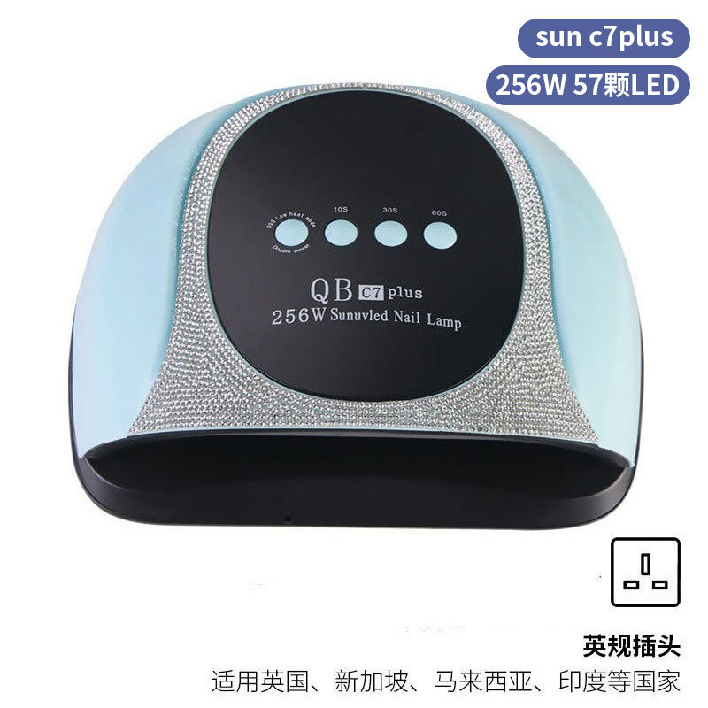 Lámpara de manicura inteligente de alta gama de luz de terapia de diamante 256W de alta potencia de pegamento de vinilo lámpara de horneado de dos manos secador de uñas transfronterizas
