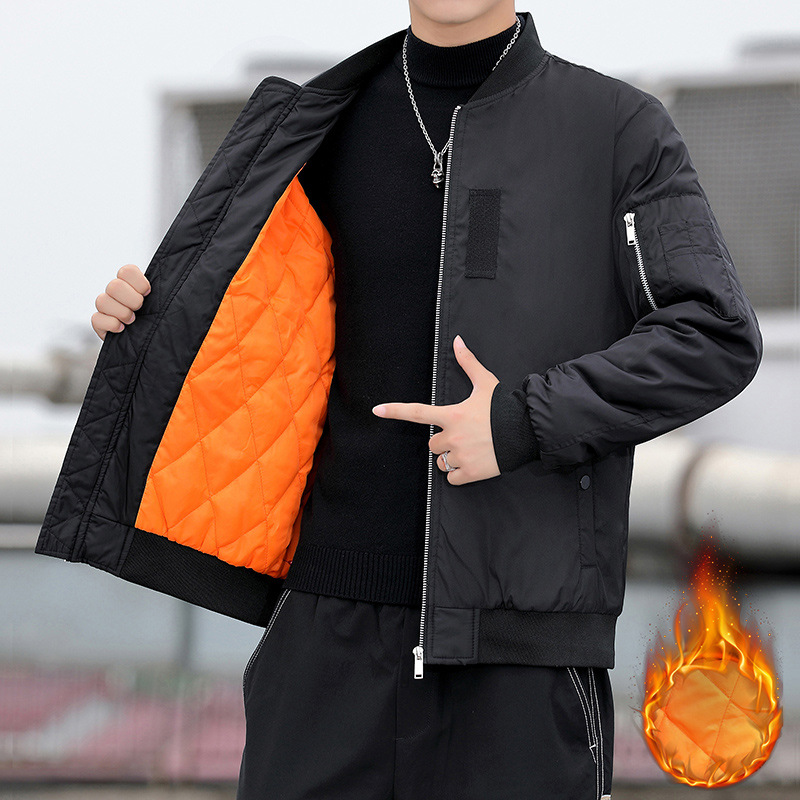 2026男士冬季工装拉链复古飞行服休闲简约加厚保暖御寒棒球服外套