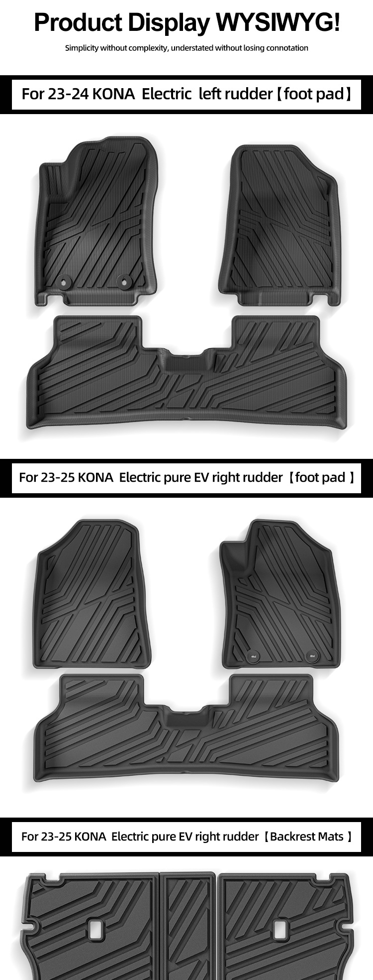 Suitable for 23-25 Models of Kona Electric, Special Car Mats, Tpe Trunk Mat, Cross-Border