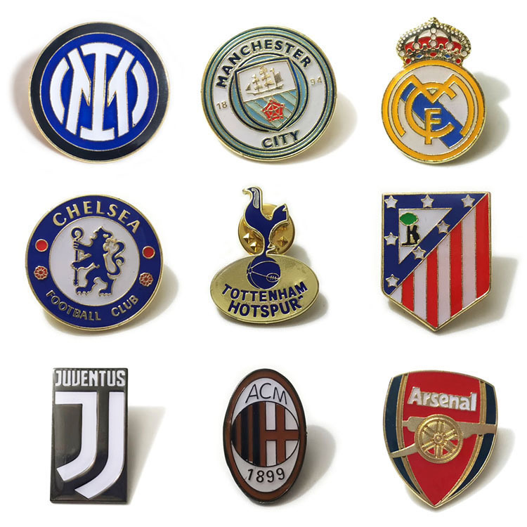 Real Madrid Ac Milan Chelsea Inter Milan Tottenham Rome Brazil Metal Football Badge Commemorative Medal Brooch