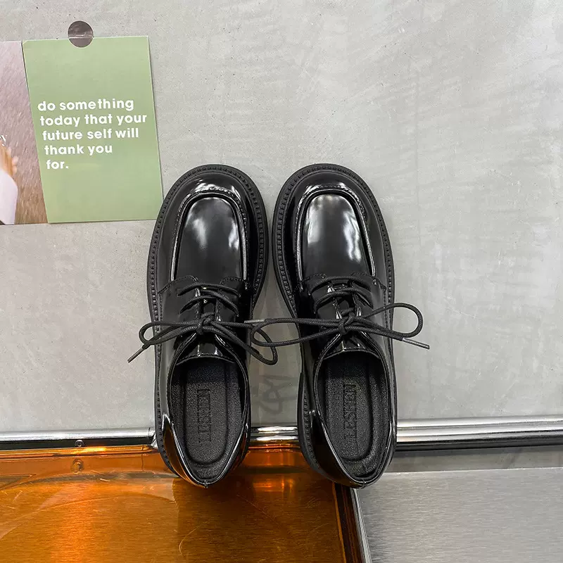 真皮JK小皮鞋2023新款前系带复古英伦厚底乐福鞋平底玛丽珍单鞋女