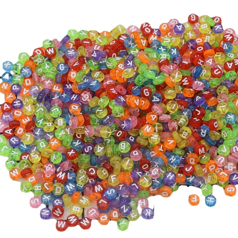 4*7mm cuentas acrílicas cuentas sueltas cuentas digitales Inglés cuentas redondas planas agujero limpio accesorios de la joyería de DIY cuentas