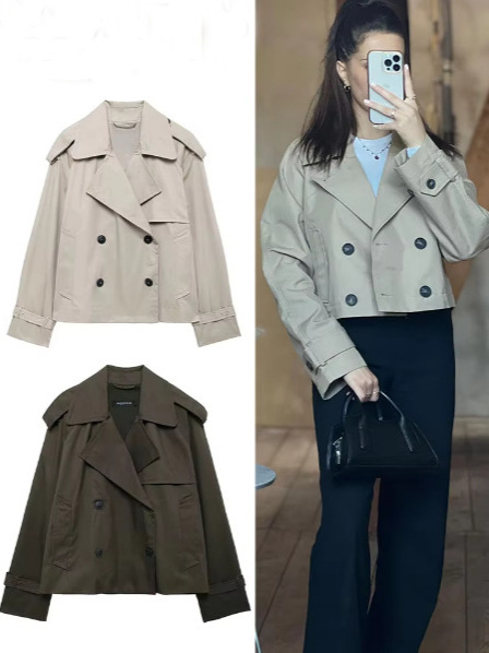 Qadın küləkdən qoruyucu qısa jaket, payız üçün casual model