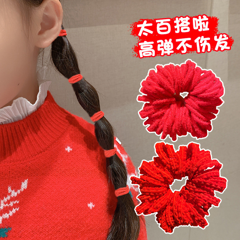 Banda de goma de los niños chino rojo diadema niñas lazo de pelo de bebé no duele el pelo Año Nuevo año pelo banda accesorios para el pelo