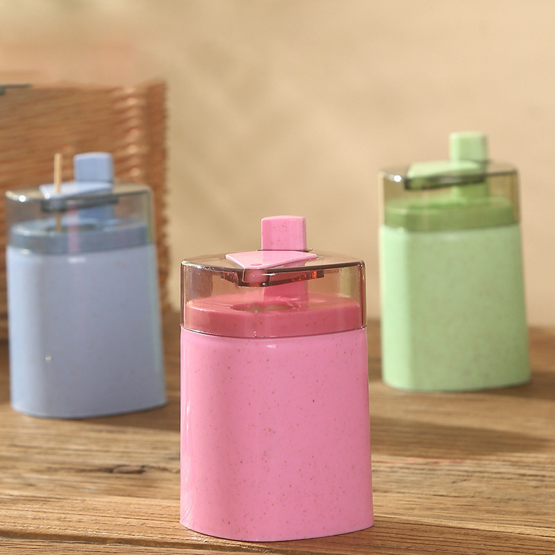 Cubo palillo de dientes titular plástico trigo palillo paja transparente automático puede creativo caja prensa publicidad