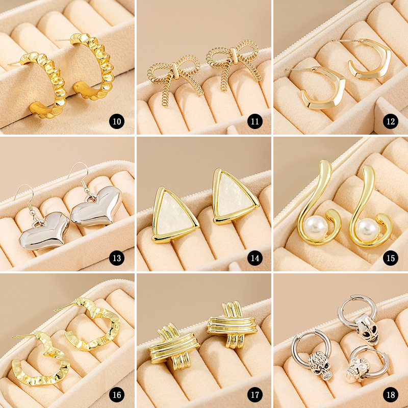 Copper Ear Needle Material Ear Studs Classification 1 Pair Quantity 1 Pair Fashion Geometric Alloy Plating Women's Ear Studs