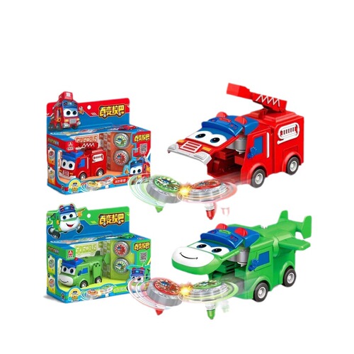  Official Piggy Hero New Cartoon Gyro Goethe Transforming School Bus Car Children's Battle Gyro Toy