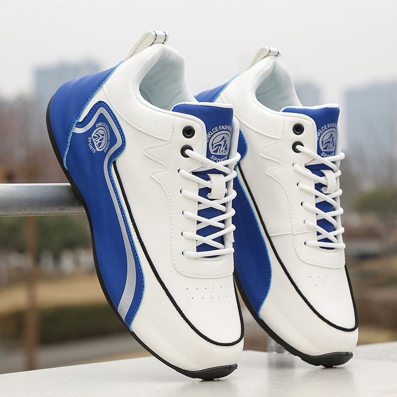 Herren-Rennschuhe – Klassische weiße und blaue, bequeme Freizeitschuhe, leichte und atmungsaktive Sportschuhe mit gesticktem Logo_voghion.com