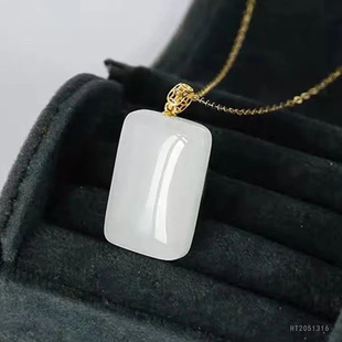 Military Natural Hetian Jade Pendant Square Brand Wushi Brand Peace Buckle Jewelry Live Broadcast Ht2051316