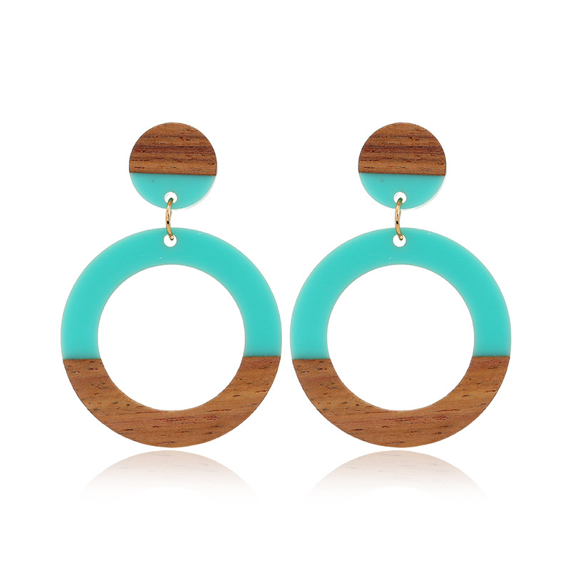 Casual Color Block Wood Resin Patchwork Women's Drop Earrings display picture 5