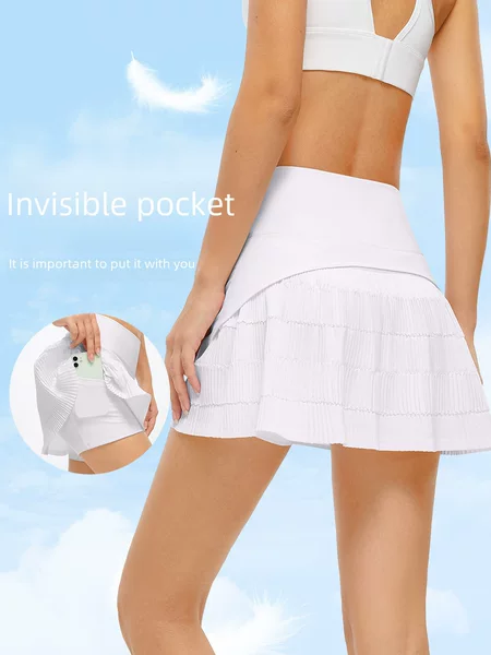 Summer Tennis Skirt Sports Pleated Skirt Women's Short Badminton Skirt Golf Yoga Running Fake Two-Piece Culottes
