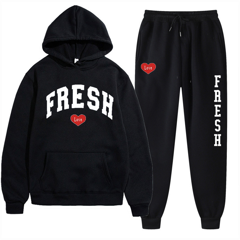 style nouveau sweat à capuche chaud en polaire imprimé à la mode automne et hiver, ensemble de sport décontracté pour femmes_voghion.com