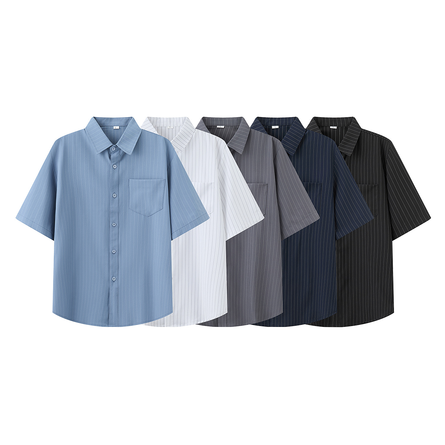 Striped Shirt Men's Short-Sleeved Summer Thin Loose Casual Fat Plus Fat Plus Extra Large Size Men's Shirt Jacket