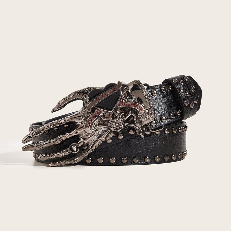 Cross-border European and American street fashion Y2K studded belts for men and women, suitable for daily wear, commuting, hip-hop, dark style, simple and trendy