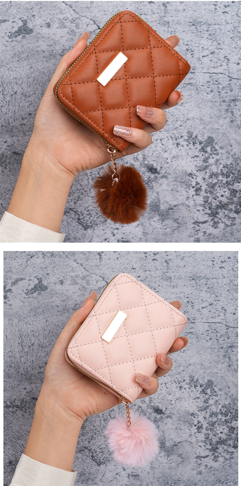 Sweet, Simple Style Style Square Shape Women's Solid Color Pu Leather Zipper Wallets