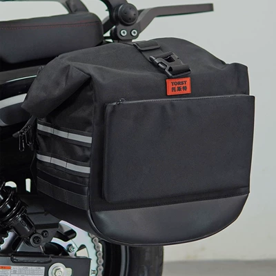 steel matte black front and | Motorcycle bumper - black-waterproof-canvas-single-bag-1-pair-of-car-brackets