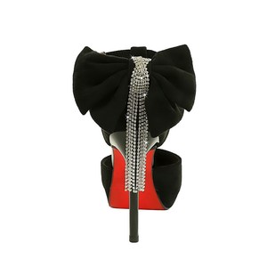 2332-H66M European and American style banquet black waterproof table pointed straight buckle velvet back bow rhinestone 