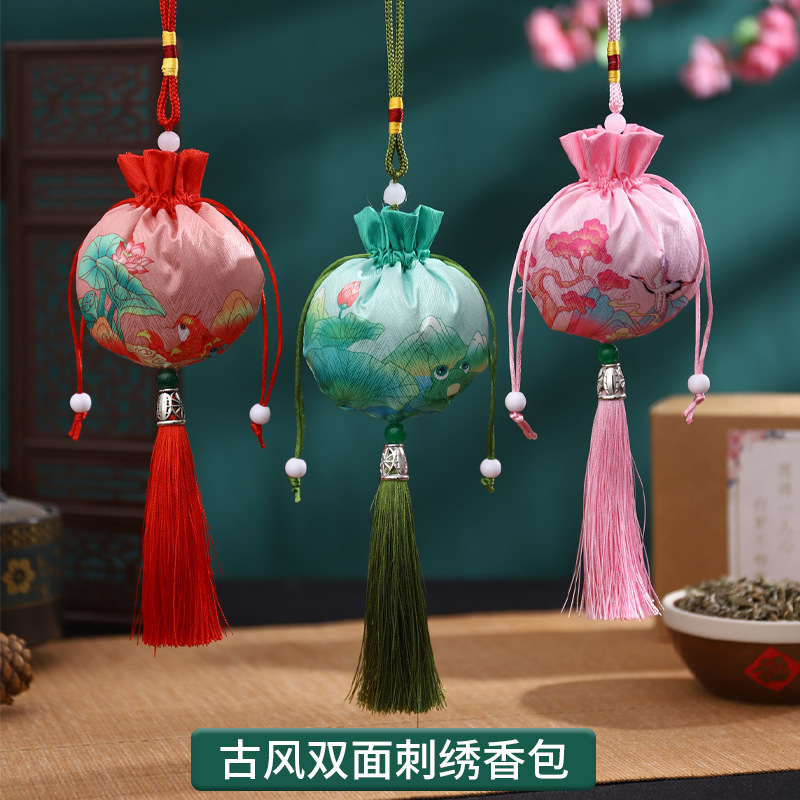 Zen estilo chino tradicional estilo antiguo brocado bolsa Dragon Boat Festival bolsita bolsa vacía bolso de la joyería bolsita bordado monedero bolsita