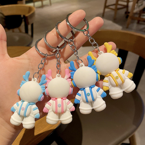 Cartoon three-dimensional space dragon PVC graduation keychain zodiac gift for male and female students Year of the Dragon key pendant