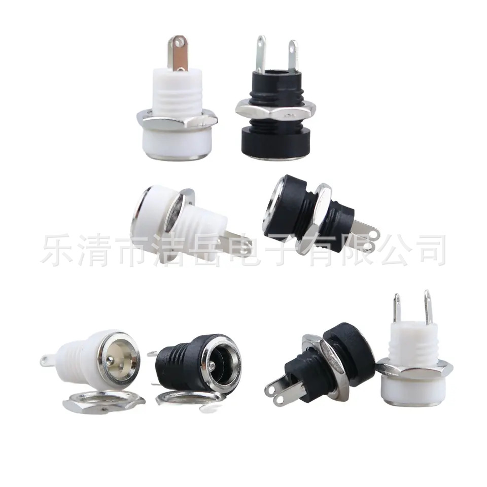 DC-022B圆形电源座带螺纹DC电源插座5.5*2.1/2.5防水帽3.5*1.3