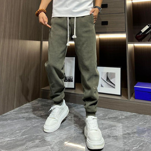 2024 Autumn and Winter Classy Leg-Tie Sports Casual Pants for Men, Loose and Light Luxury Harem Sweatpants