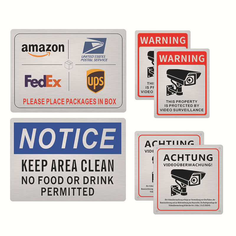 Amazon Specializes in Brushed Aluminum Monitoring Signs, No Smoking Signs, No Soliciting Signs, Restroom Signs with Adhesive Backing