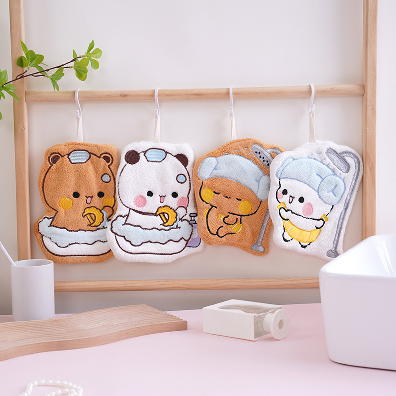 Dropshipping Bubu Hand Towel Hanging Type Cute Absorbent Quick-Drying Thickened Bathroom Towel Kitchen Handkerchief