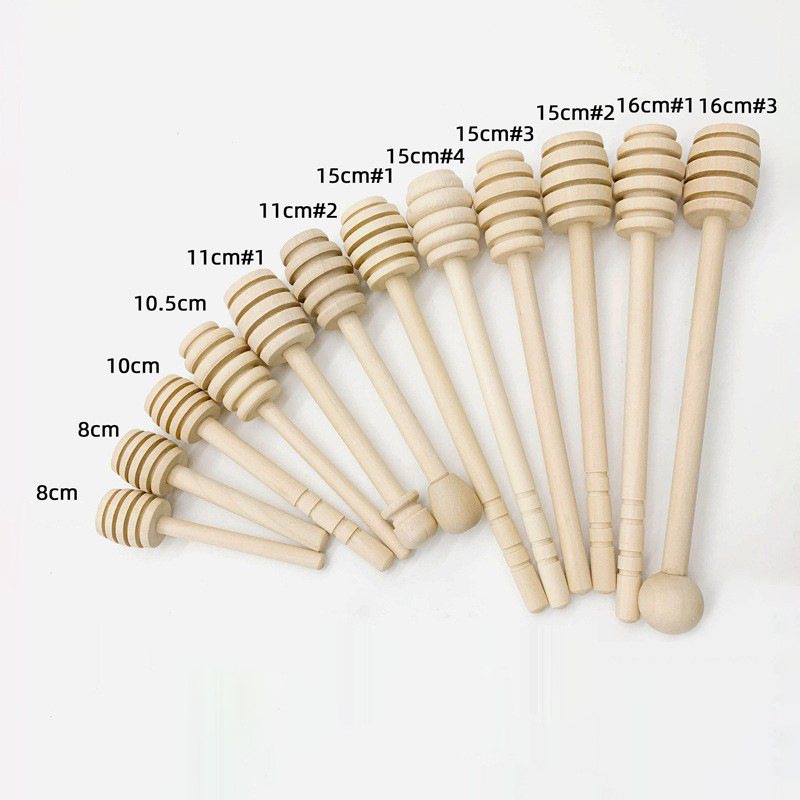 Suministro de punto al por mayor de fábrica de palitos de miel de madera, miel, café con leche de miel, mermelada, palitos de mezcla, letras personalizadas