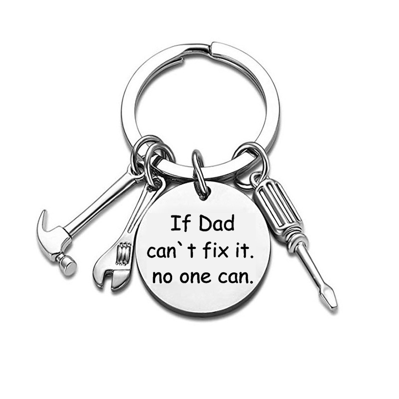 Father's Day Keychain if Dad Can'T Fix It Stainless Steel Hammer Screwdriver Wrench Dad Tools Father's Day Keychain if Dad Can'T Fix It Stainless Steel Hammer Screwdriver Wrench Dad Tools