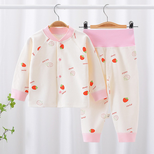 Set of  children's autumn and winter tops and bottoms for spring and autumn seasons, baby girl underwear with no bone, boy baby open jacket pajamas