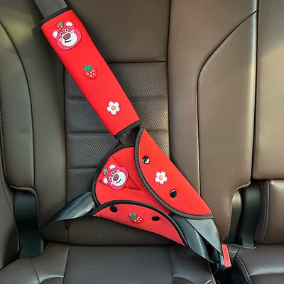 Cartoon Cute Car Seatbelt — Seat belt shoulder pad - strawberry-bear-red-adjustable-retainer-strawberry-bear-red-shoulder-pads