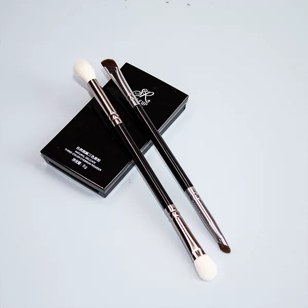 Novice Applicable Double Head Wool Eye Shadow Brush Slant Head Double Head Eyebrow Brush Soft Makeup Brush Portable Soft Hair Dye Brush