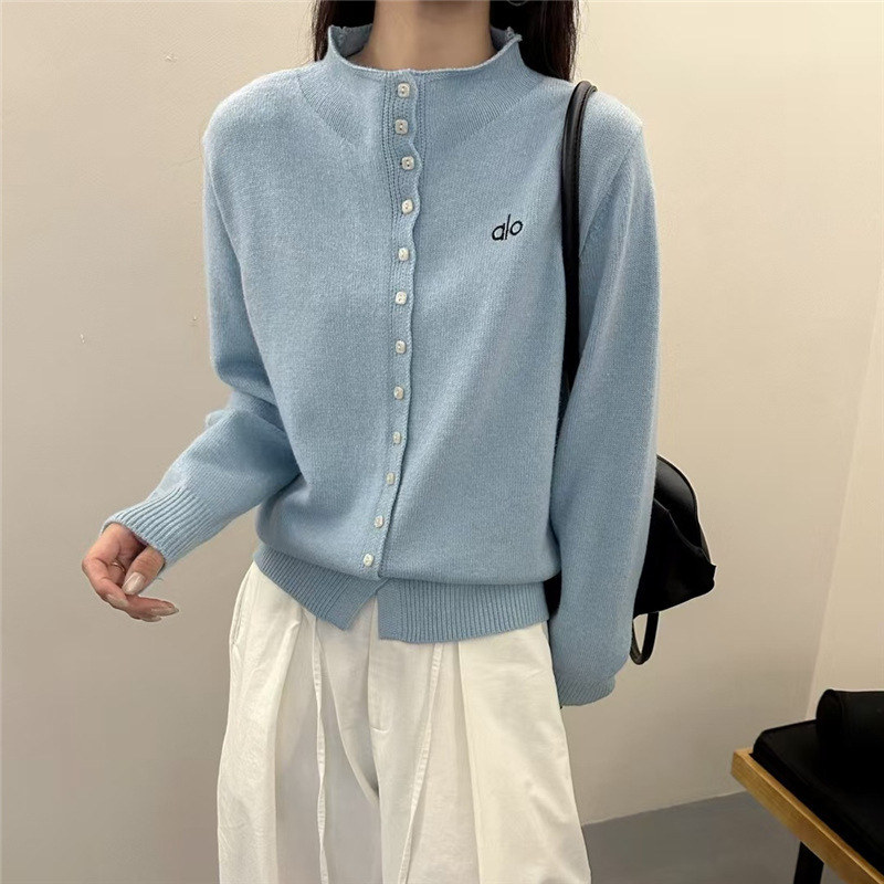 慵懒风半高领毛衣外套女秋冬新款加厚针织开衫减龄内搭上衣打底衫|undefined