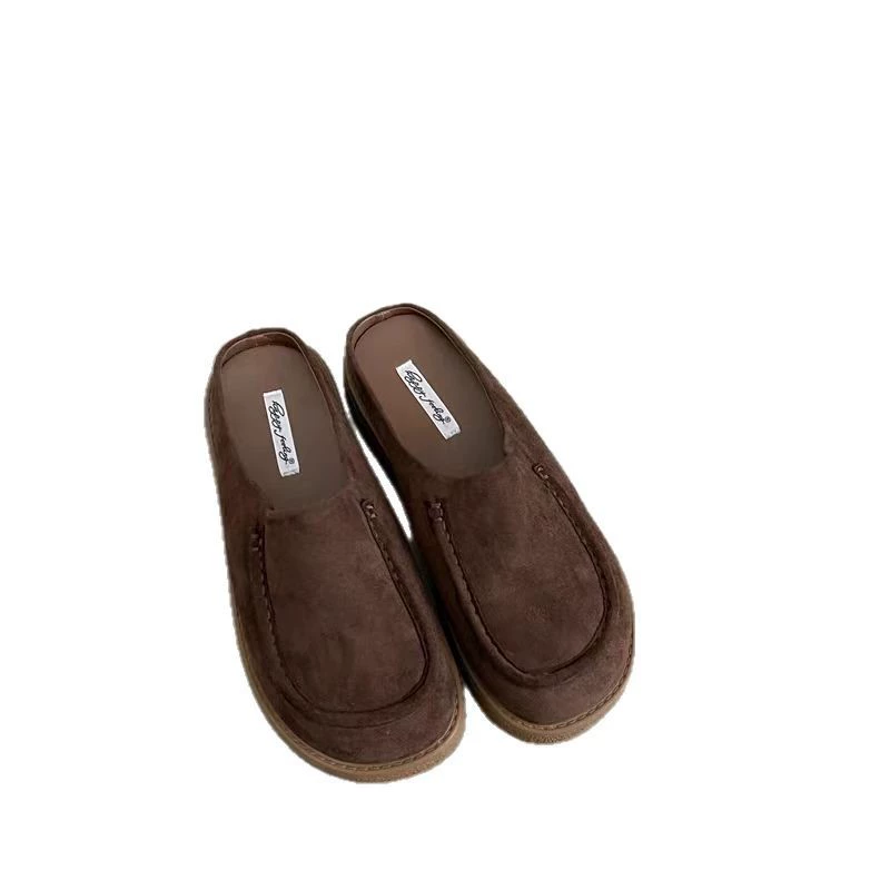 Retro forest-style thick-soled bag-toe half-slippers for women wearing 2025 spring new lazy man pedals with one foot versatile Birken single shoes